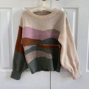 Universal Thread Crewneck Pullover Sweater - Pink Landscape, XS